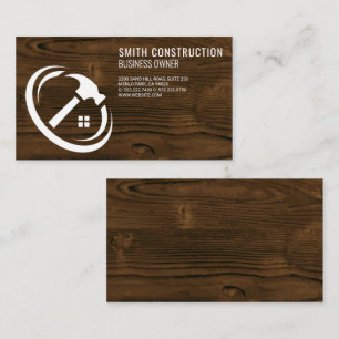 Tarjeta De Visita Logotipo de Martillo de Casa Fondo de Madera