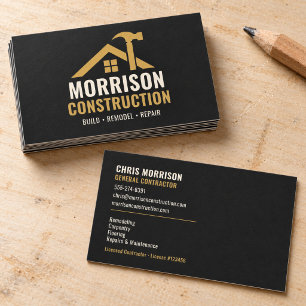 Tarjeta De Visita Logotipo de martillo de techo de casa de construcc