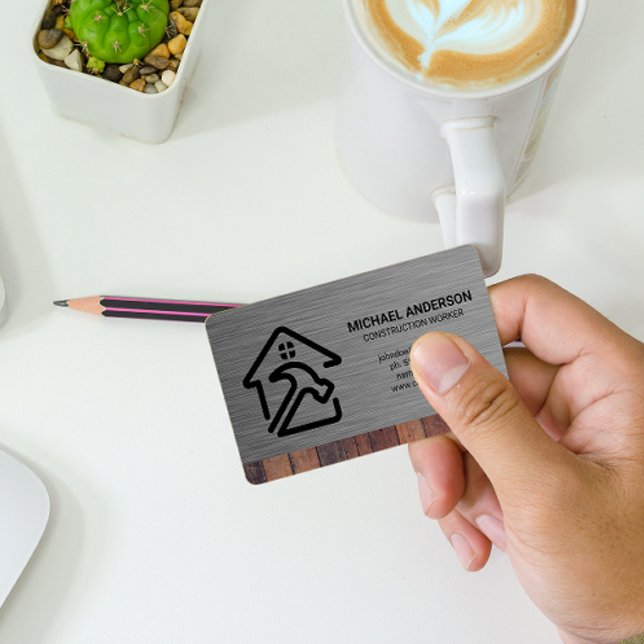 Tarjeta De Visita Logotipo de martillo | Madera metálica (Subido por el creador)