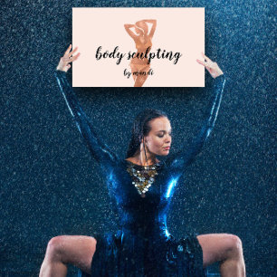 Tarjeta De Visita Logotipo de masaje de cierre corporal Rosa Bikini