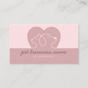 Tarjeta De Visita Logotipo de mascota perro gato corazón rosa veteri