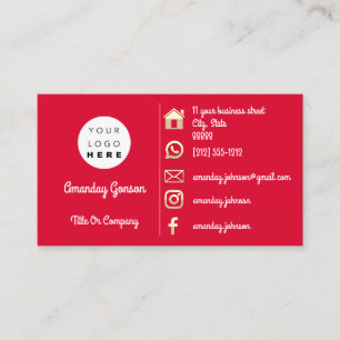 Tarjeta De Visita Logotipo de medios sociales Gold QR Code Red Gold