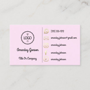 Tarjeta De Visita Logotipo de medios sociales Oro QR Código Oro Rosa