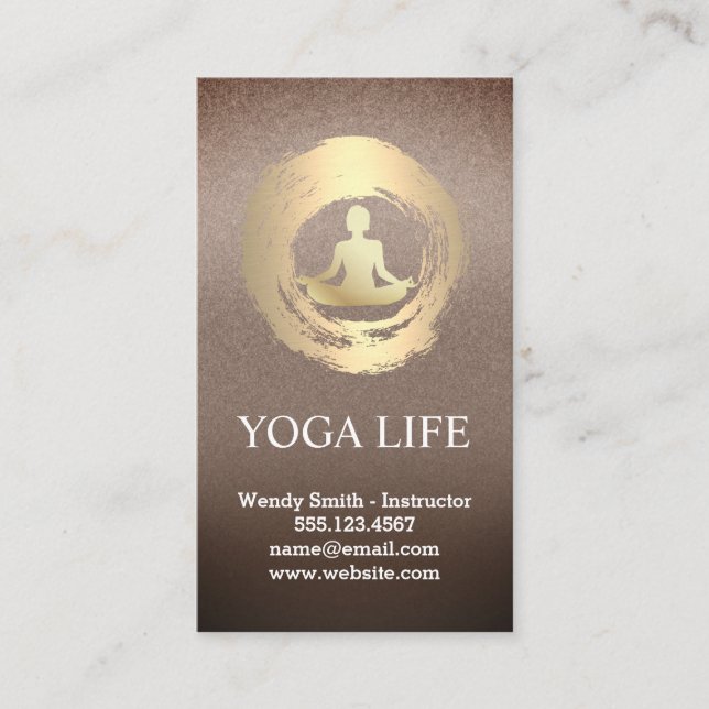 Tarjeta De Visita Logotipo de meditación dorada | Yoga (Anverso)