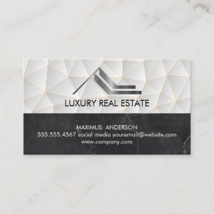 Tarjeta De Visita Logotipo de metal inmobiliario   Geométrico   Márm