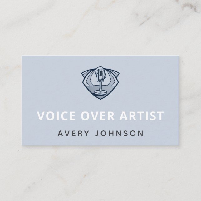 Tarjeta De Visita Logotipo de micrófono para actor de voz moderna so (Anverso)
