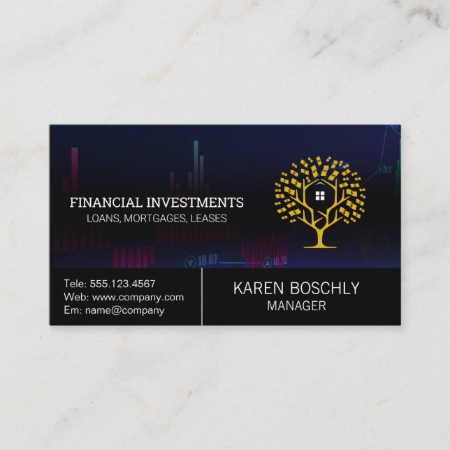 Tarjeta De Visita Logotipo de Money Tree | Inversiones (Anverso)