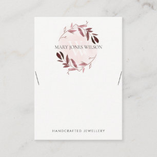 TARJETA DE VISITA LOGOTIPO DE MONOGRAM NECKLACE PURPLE FOLIAGE PINK