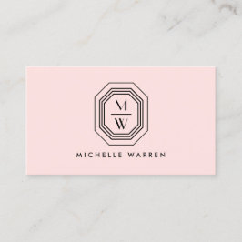 Tarjeta De Visita Logotipo de monograma apilado Art Deco en rosa