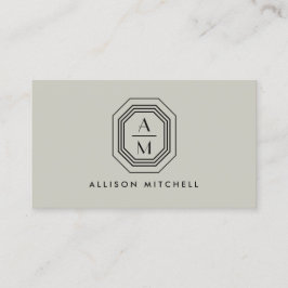 Tarjeta De Visita Logotipo de monograma apilado en Art Deco en Taupe