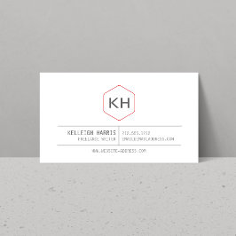 Tarjeta De Visita Logotipo de monograma de cosecha simple en gris/ro