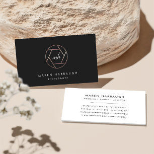 Tarjeta De Visita Logotipo de Monograma de Faux Rosa Faux Faux Gold
