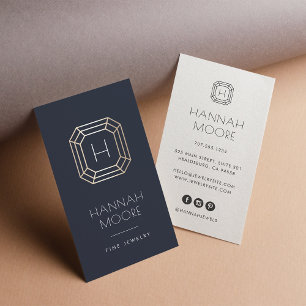 Tarjeta De Visita Logotipo de Monograma de la Marina y la Gema de Or