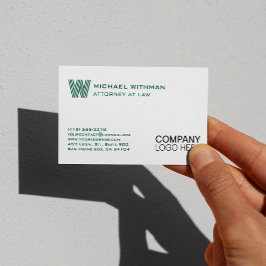 TARJETA DE VISITA LOGOTIPO DE MONOGRAMA DE LÍNEA VERDE PROFESIONAL