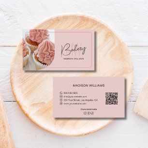 Tarjeta De Visita Logotipo de monograma de panadería moderna QR Past