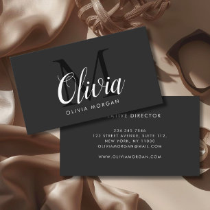 Tarjeta De Visita Logotipo de monograma elegante gris negro profesio