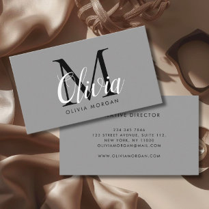 Tarjeta De Visita Logotipo de monograma gris elegante profesional