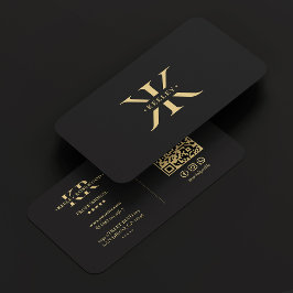 Tarjeta De Visita Logotipo de monograma K Elegante Negro Moderno