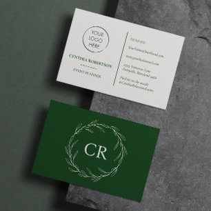 Tarjeta De Visita Logotipo de Monograma Minimalista Corona de Olivo