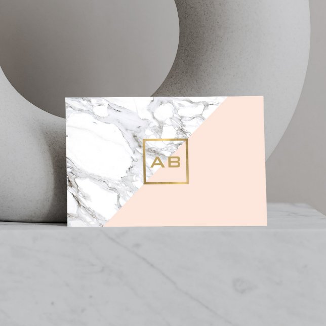 Tarjeta De Visita Logotipo de monograma moderno de mármol geométrico (Subido por el creador)