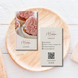 Tarjeta De Visita Logotipo de Monograma Personalizado Panadería QR
