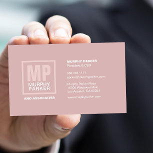 Tarjeta De Visita Logotipo de Monograma Rosa elegante personalizado