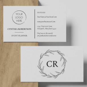 Tarjeta De Visita Logotipo de monograma simple minimalista con coron
