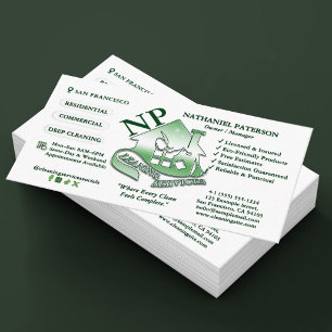 Tarjeta De Visita Logotipo de Monograma Simple Verde Servicios de Li