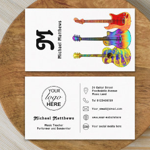 Tarjeta De Visita Logotipo de Músico Profesor de Guitarra Icono de R