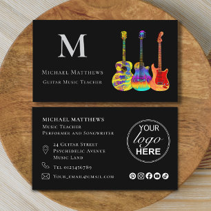 Tarjeta De Visita Logotipo de Músico Profesor de Música de Guitarra 