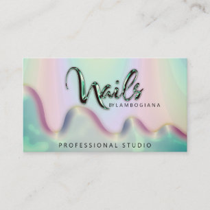 Tarjeta De Visita Logotipo de Nails Studio Holograph Código QR Nieb