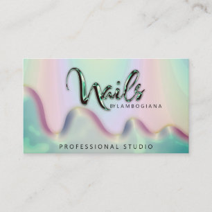 Tarjeta De Visita Logotipo de Nails Studio Holograph Código QR Niebl