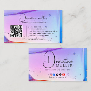Tarjeta De Visita Logotipo de negocio de código QR piedra ópalo