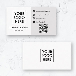 Tarjeta De Visita Logotipo de negocio minimalista Código QR para med