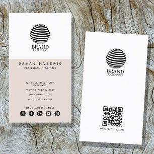 Tarjeta De Visita Logotipo de negocio moderno Código QR para medios