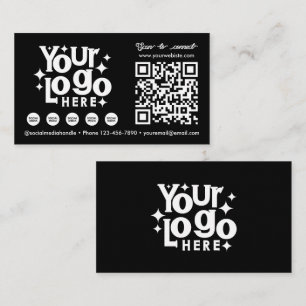 Tarjeta De Visita Logotipo de negocio negro de medios sociales escan