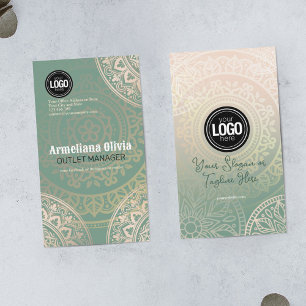 Tarjeta De Visita Logotipo de negocio personalizado Yoga verde ele