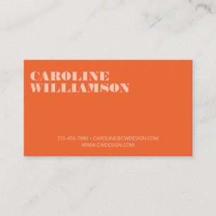 Tarjeta De Visita Logotipo de nombre en negrita minimalista naranja