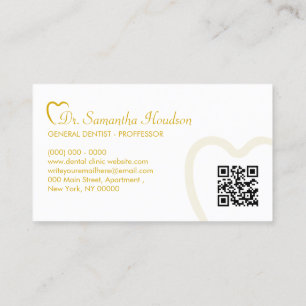 Tarjeta De Visita Logotipo de Odontología Código Qr Simple Amarillo