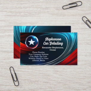 Tarjeta De Visita Logotipo de onda Contratista de estrella azul rojo