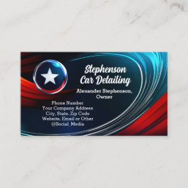 Tarjeta De Visita Logotipo de onda Contratista de estrella azul rojo