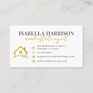 Tarjeta De Visita Logotipo de oro blanco de bienes raíces modernos