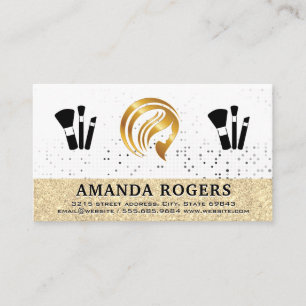 Tarjeta De Visita Logotipo de oro   Cepillos de maquillaje