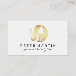 Tarjeta De Visita Logotipo de oro de las tijeras de pelo y salon
