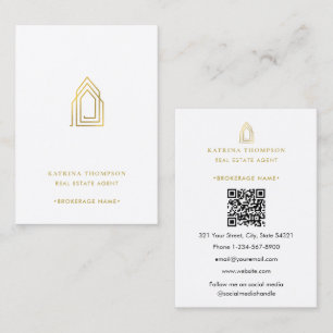 Tarjeta De Visita Logotipo de oro del agente inmobiliario moderno Re
