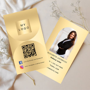 Tarjeta De Visita Logotipo de oro foto arco código Qr medios sociale