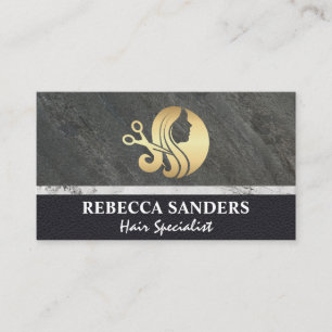 Tarjeta De Visita Logotipo de oro para tijeras de pelo