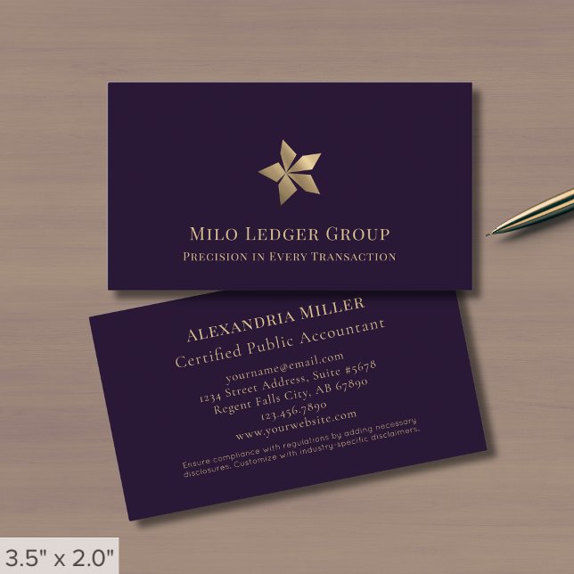 Tarjeta De Visita Logotipo de oro púrpura moderno (Subido por el creador)
