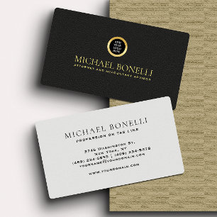 Tarjeta De Visita Logotipo de oro redondo corporativo de cuero negro