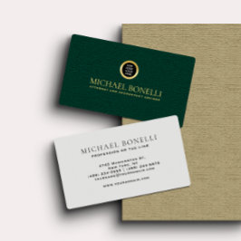 Tarjeta De Visita Logotipo de oro redondo profesional de cuero verde
